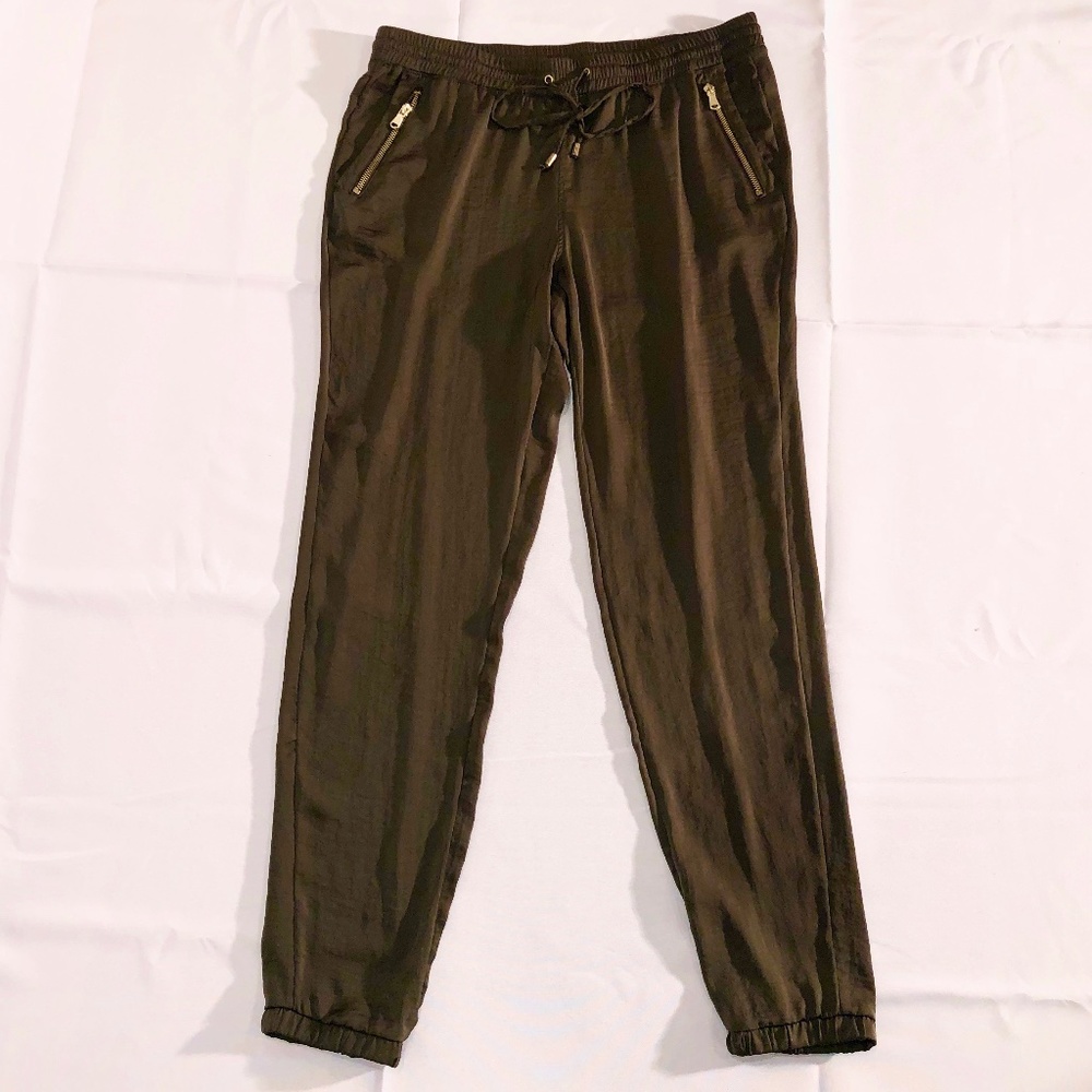 Olive Silky Jogger Pants